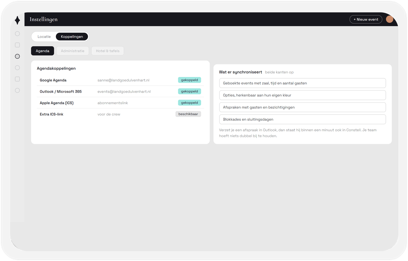 Agendakoppelingen met Google Agenda, Outlook en een ICS-abonnementslink