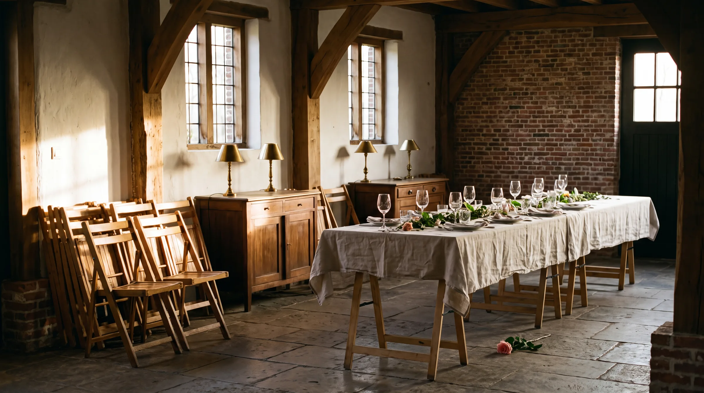 De zaal de ochtend na het feest