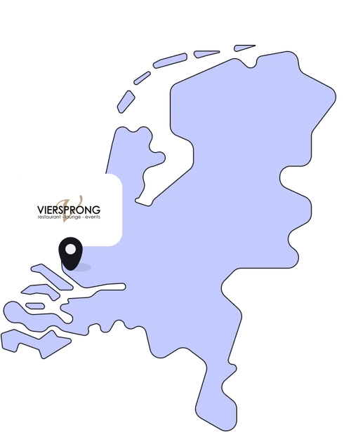 Kaartje van Nederland met De Viersprong in 's-Gravenzande