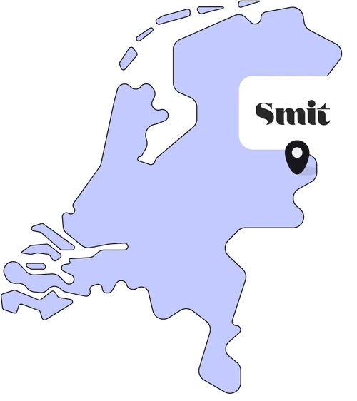 Kaartje van Nederland met Grand Café Smit in Losser