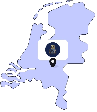 Kaartje van Nederland met Huis Brakel in Zaltbommel