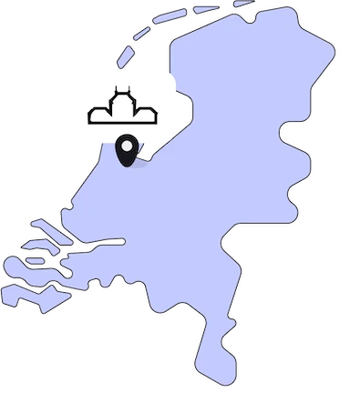 Kaartje van Nederland met Huize Frankendael in Amsterdam