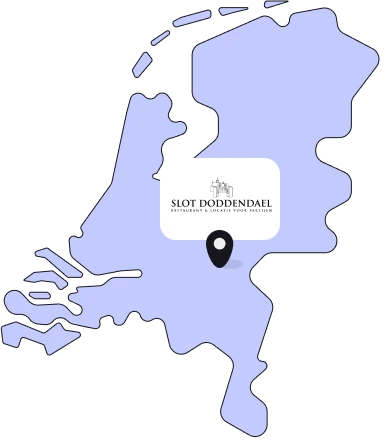 Kaartje van Nederland met Slot Doddendael in Ewijk