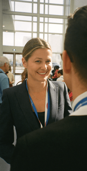 Congresmanager verwelkomt deelnemers - Constell event software voor congres- en grote eventlocaties