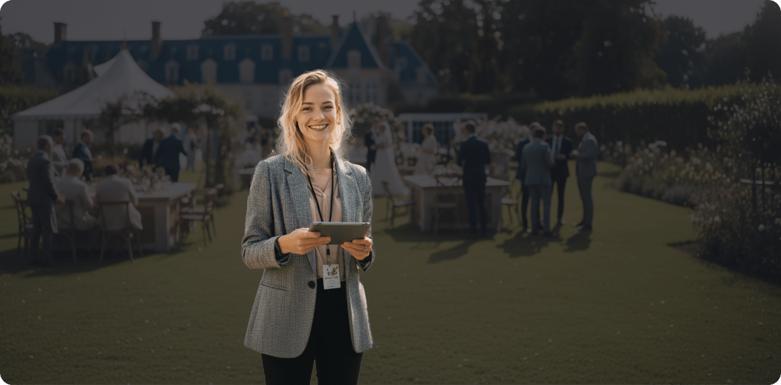 Event manager met tablet op een evenementlocatie - human in the loop