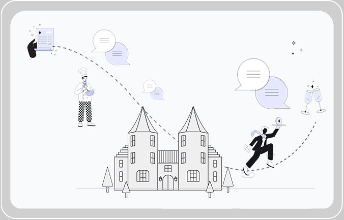Interne communicatie illustratie met centraal platform voor alle afdelingen